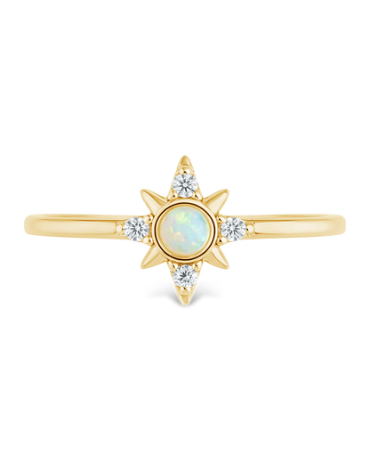 Sterling Silver White Opal Sparkle Ring
