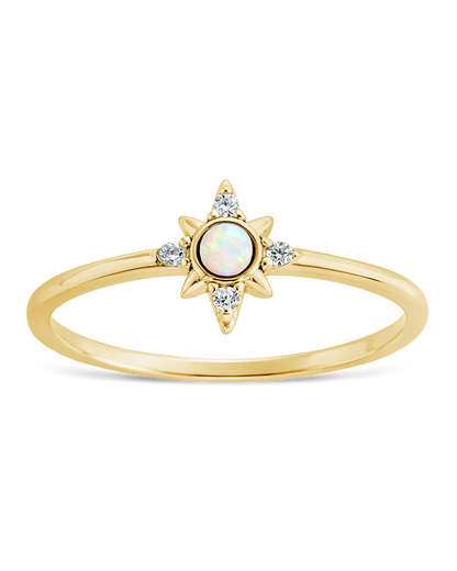 Sterling Silver White Opal Sparkle Ring