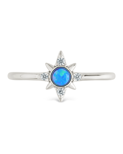 Sterling Silver Blue Opal Sparkle Ring