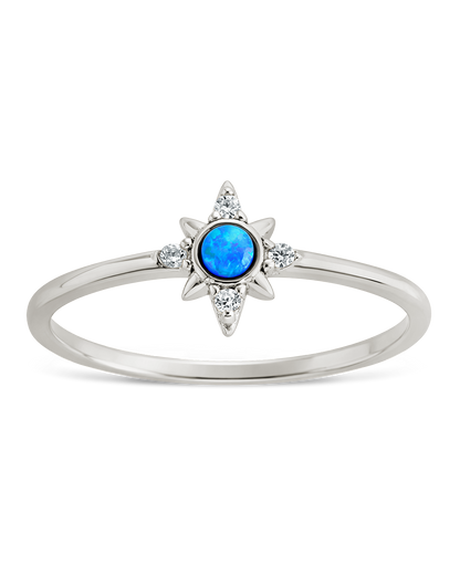 Sterling Silver Blue Opal Sparkle Ring