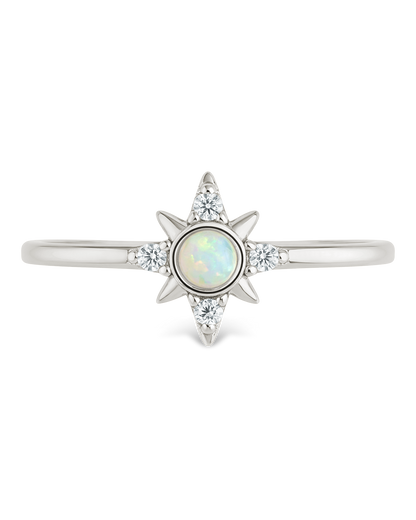 Sterling Silver White Opal Sparkle Ring
