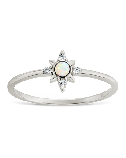 Sterling Silver White Opal Sparkle Ring