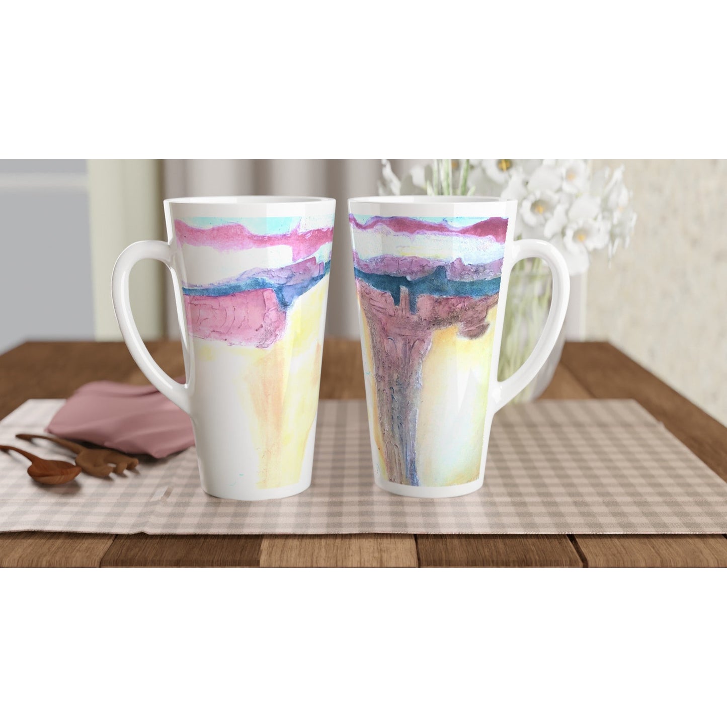 17oz White Ceramic Latte Mug 13 Different Styles