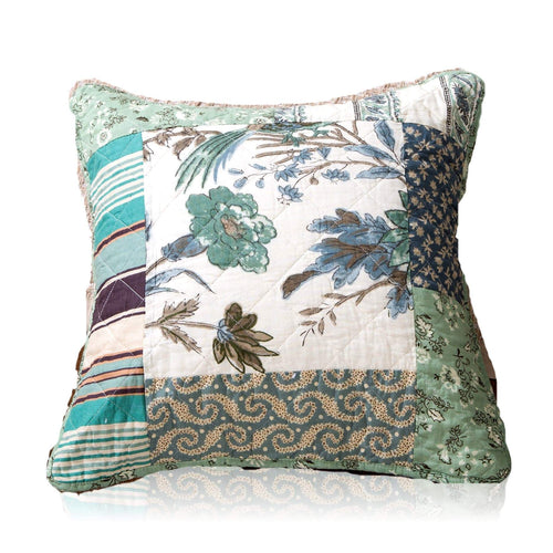Tache 2 Piece 100% Cotton Floral Patchwork Forest Glade Green Cushion Covers (TAJHW-650-CC)