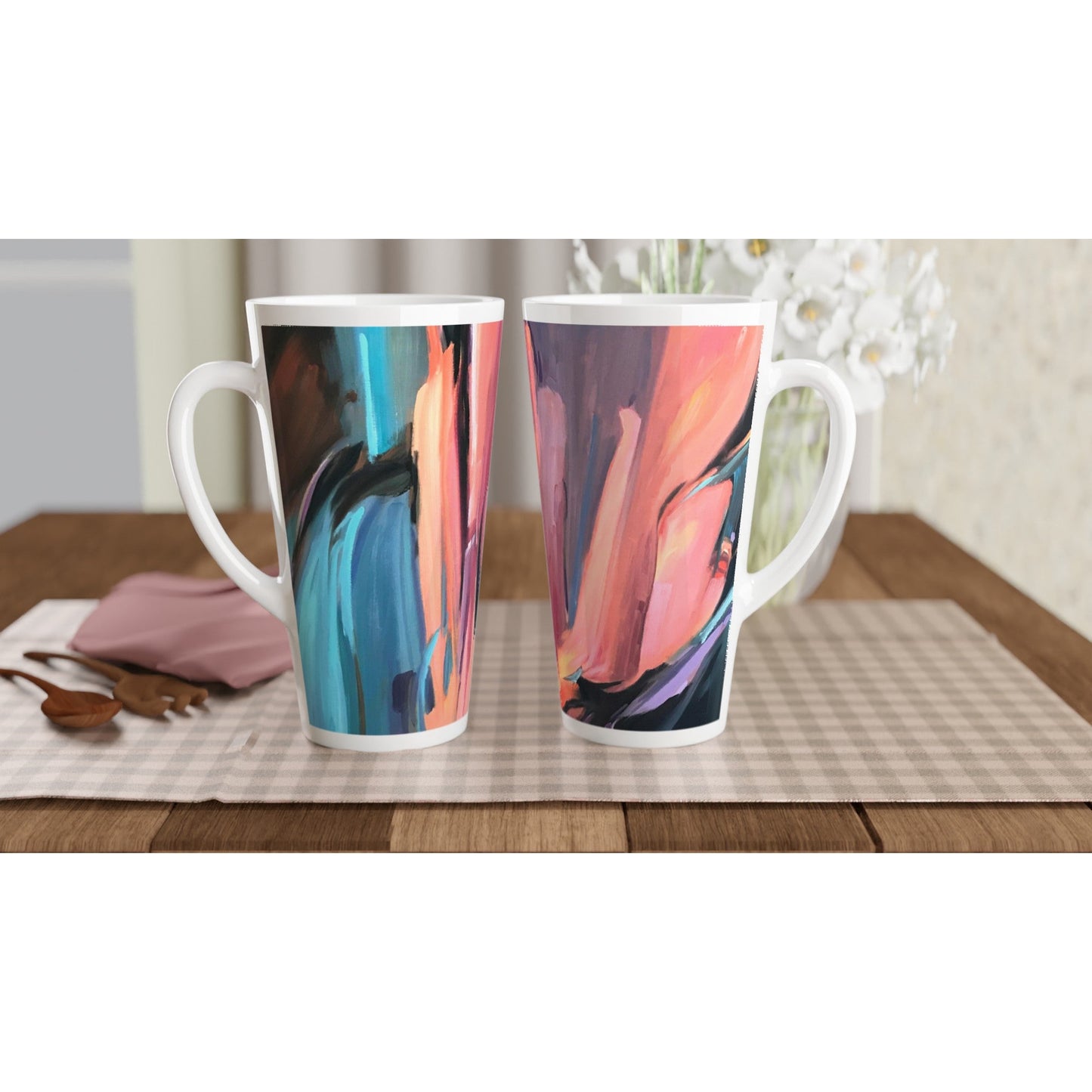 17oz White Ceramic Latte Mug 13 Different Styles