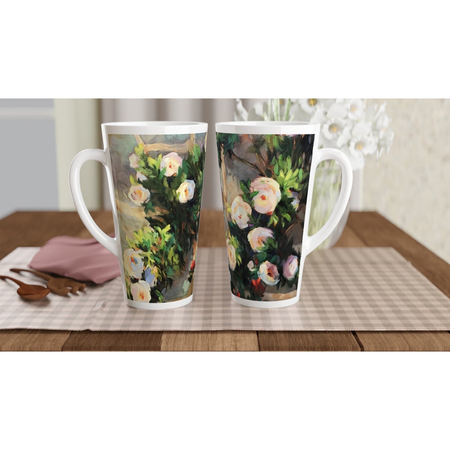 17oz White Ceramic Latte Mug 13 Different Styles