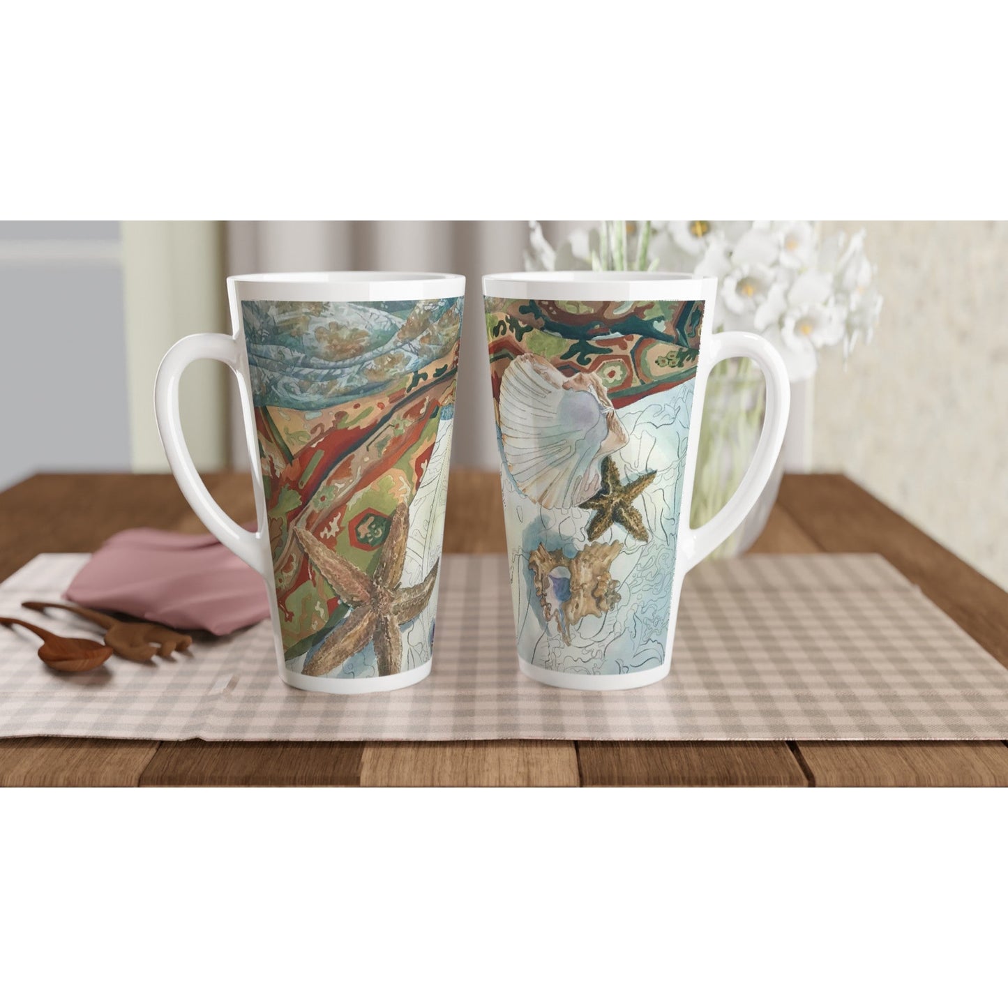 17oz White Ceramic Latte Mug 13 Different Styles