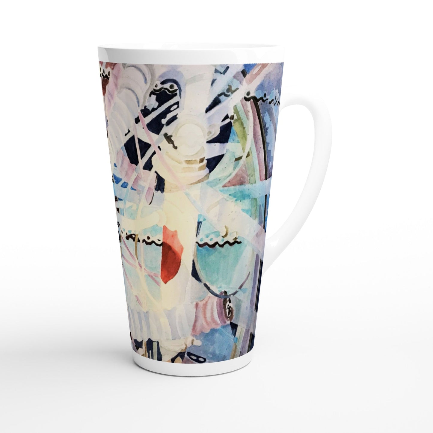 17oz White Ceramic Latte Mug 13 Different Styles