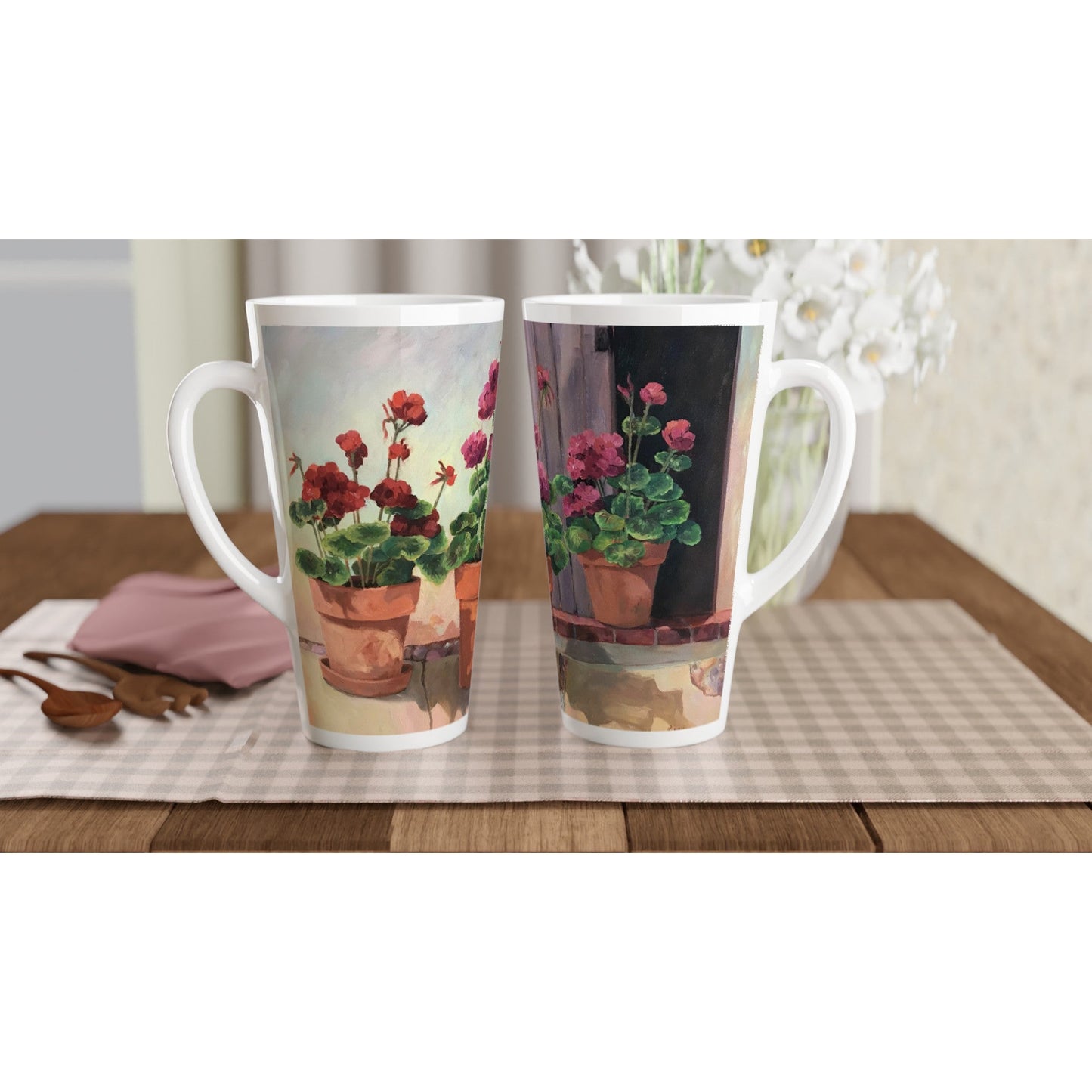 17oz White Ceramic Latte Mug 13 Different Styles