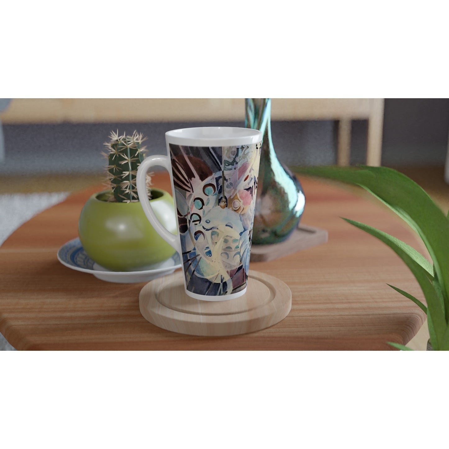 17oz White Ceramic Latte Mug 13 Different Styles