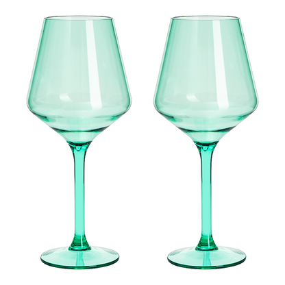 Floating Wine Glasses for Pool - Set of 2-15 OZ Spring Summer (Green)