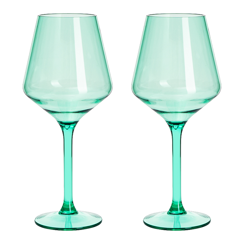 Floating Wine Glasses for Pool - Set of 2-15 OZ Spring Summer (Green)