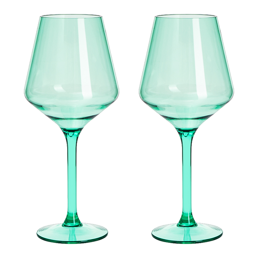Floating Wine Glasses for Pool - Set of 2-15 OZ Spring Summer (Green)