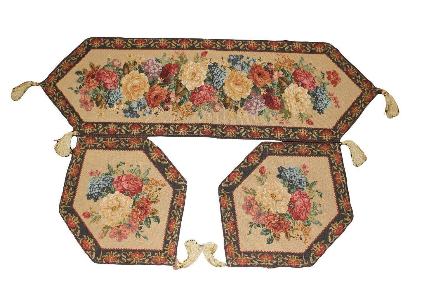 Tache Set of 3 Colorful Country Rustic Floral  Morning Awakening Table Runner Set (3089B)
